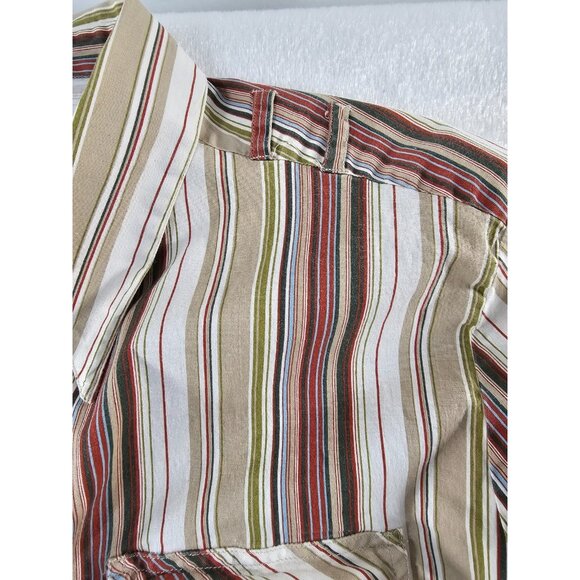 She's Cool 3/4 Roll Tab Sleeve Button Down Shirt Brown multicolor-SZ 2X - Picture 5 of 8